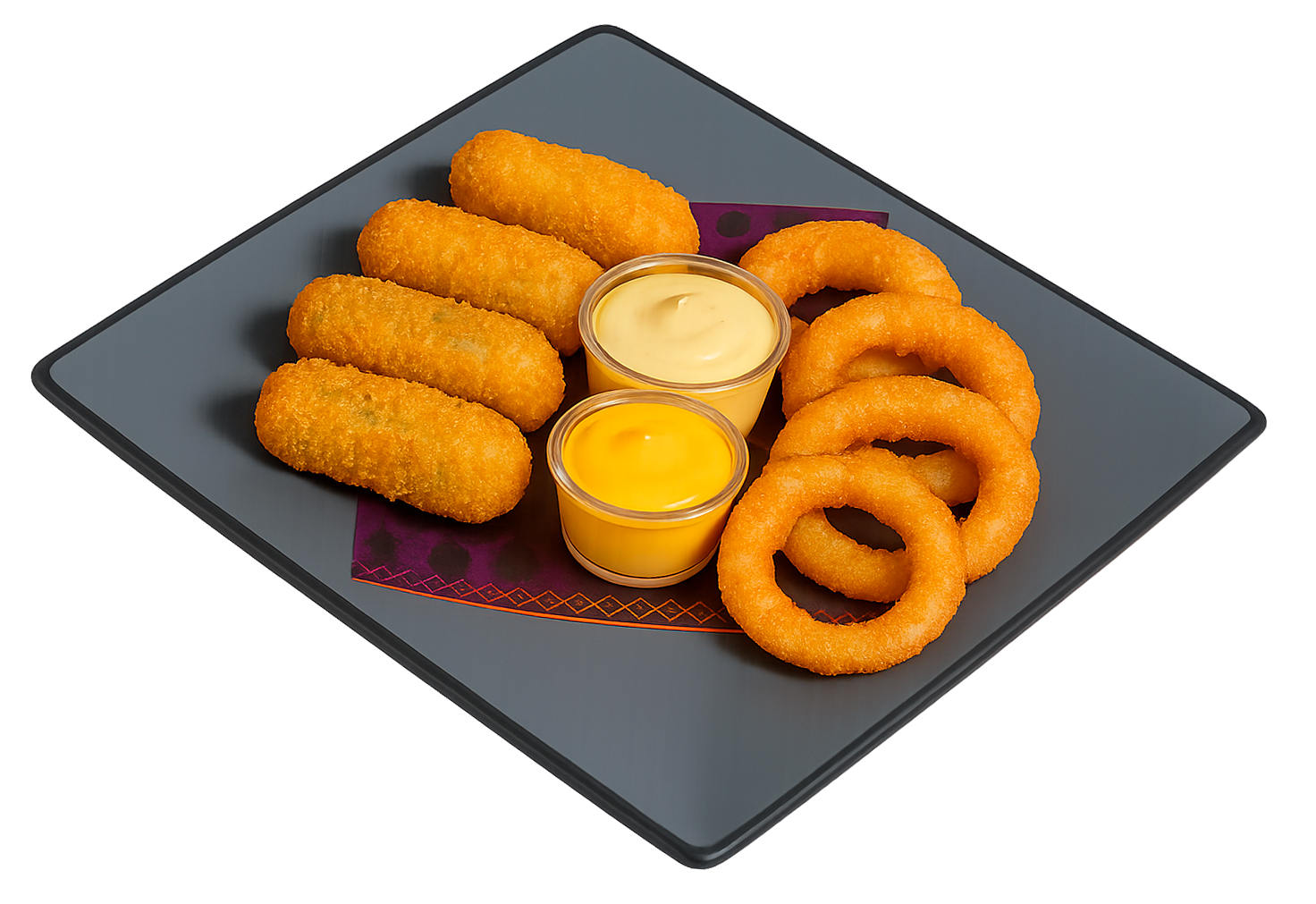 AROS DE CEBOLLA + JALAPEÑOS Y SALSA MOSTAZA MIEL